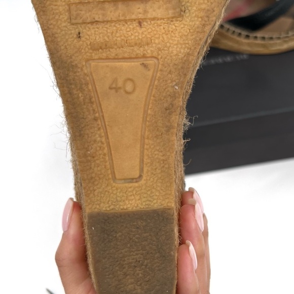 Burberry Espadrille Black Tan Brown Check Logo Tartan Plaid Print Wedge size 40 - Picture 7 of 16